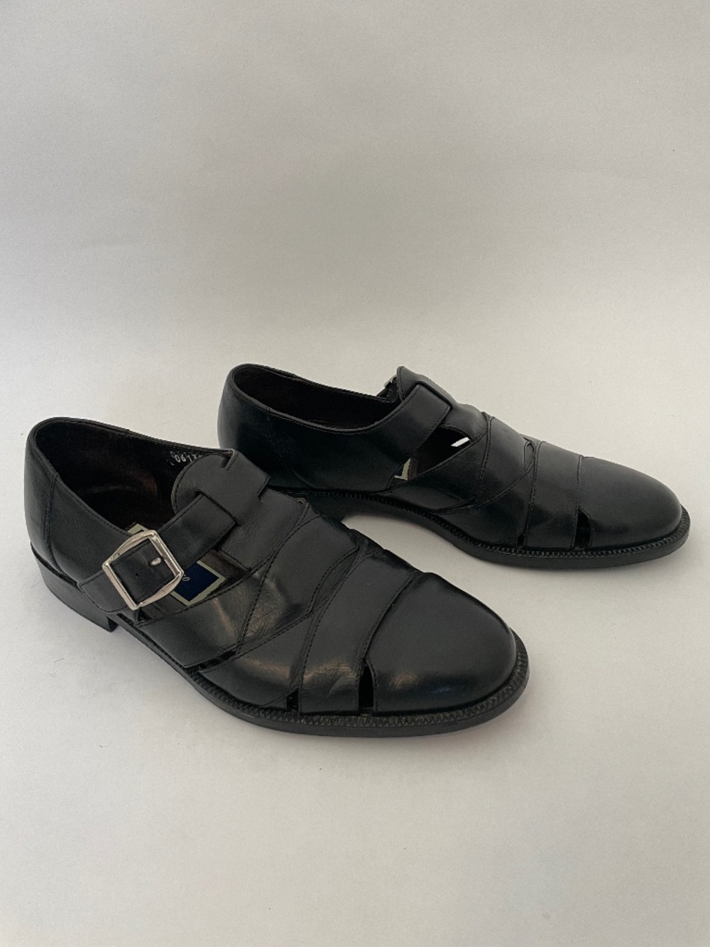 Vintage Bragano Cole Haan Fisherman Sandals in Black Leather, Men's 7.5, Preppy